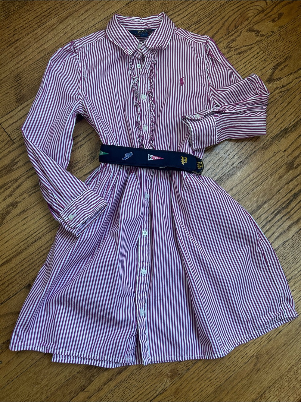 Ralph Lauren | Striped Button Front Ruffle Dress Size 6